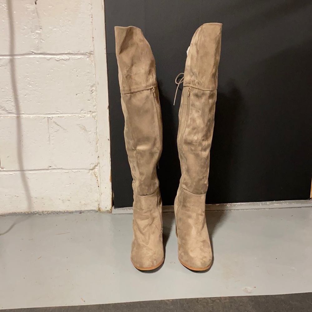 Tan suede over the knee boots